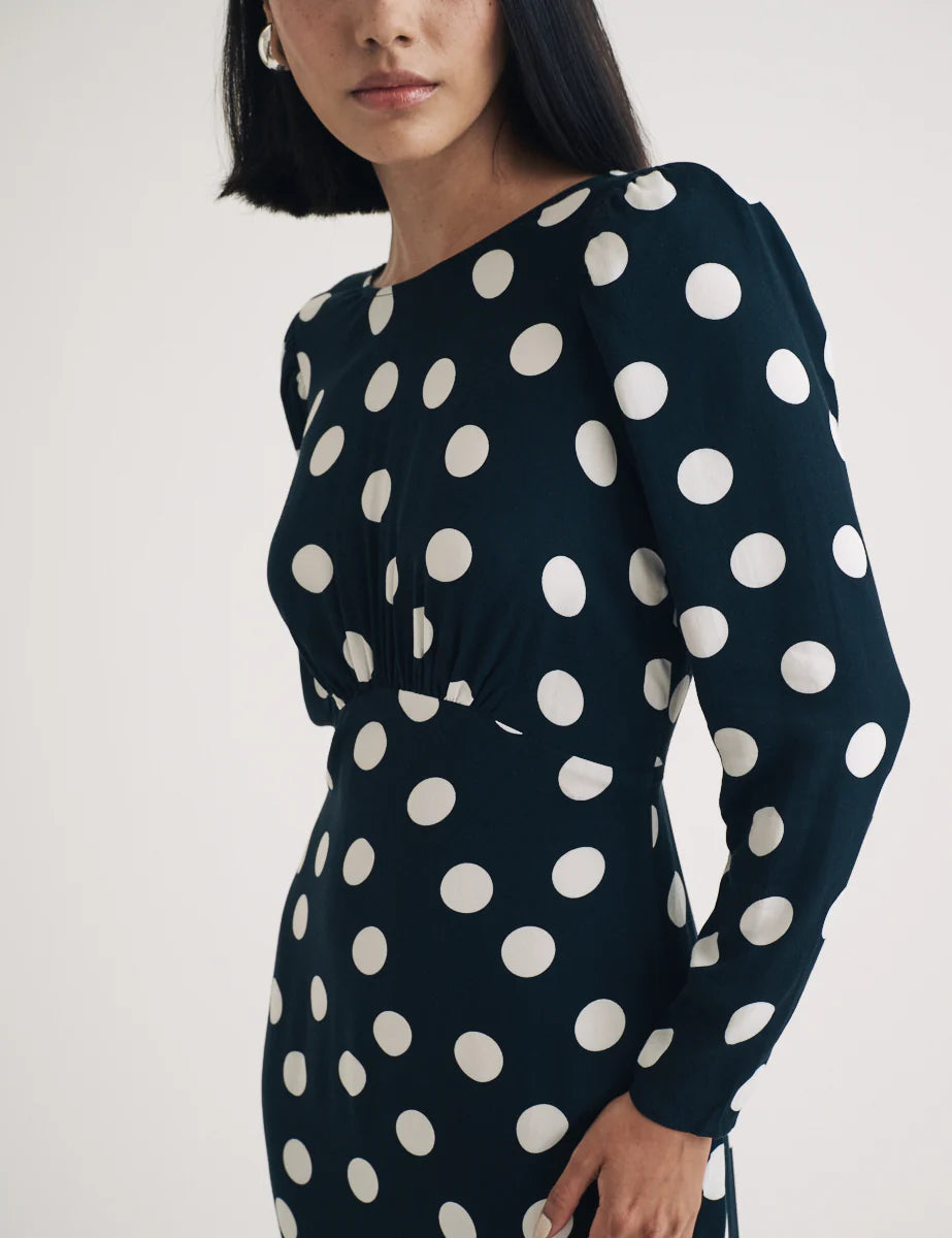Nobody's Child Sally Midi Dress Black Polka Dot