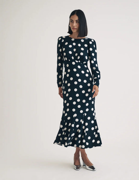 Nobody's Child Sally Midi Dress Black Polka Dot
