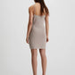 Calvin Klein Waffle Cotton Halter Neck Dress Shiitake