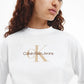 Calvin Klein Cropped Long Sleeve Logo T-Shirt White