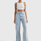 Tommy Jeans Self Tie Crop Top Shimmering Blue