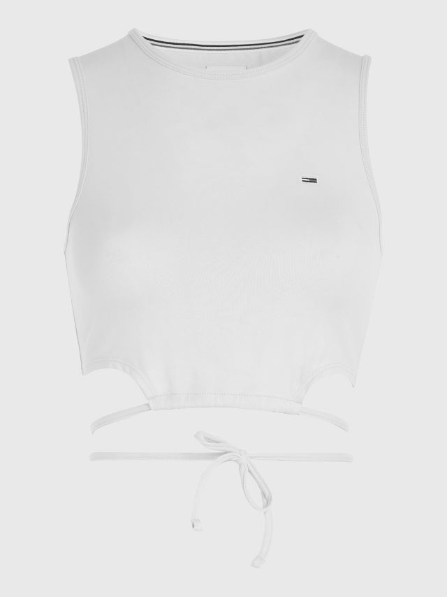 Tommy Jeans Self Tie Crop Top Shimmering Blue