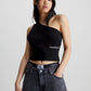 Calvin Klein Milano Jersey One-Shoulder Top Black
