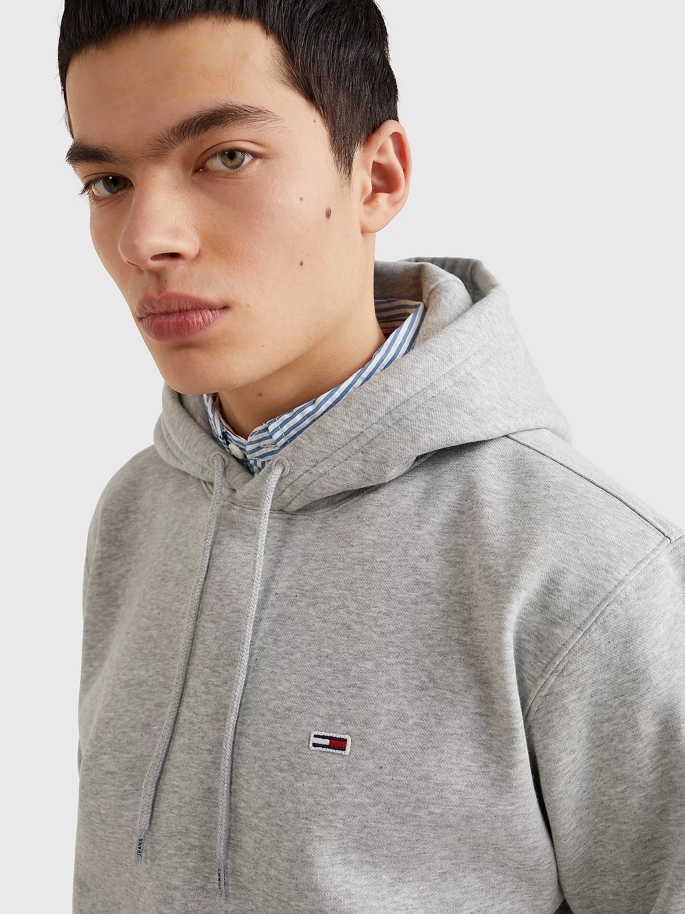 Tommy Jeans Flag Patch Hoodie Light Grey